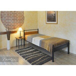 IRON-ART NANTES III. dub - jednoduchá kovová posteľ 180 x 200 cm, kov + drevo