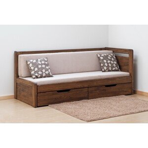 BMB TANDEM KLASIK s roštom a úložným priestorom 90 x 200 cm - rozkladacia posteľ z dubového masívu bez podrúčok, dub masív