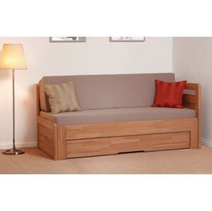 BMB TANDEM ORTHO bez roštov 90 x 200 cm - rozkladacia posteľ z dubového masívu s podrúčkami, dub masív