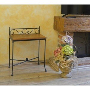IRON-ART Nočný stolík ROMANTIC - bez zásuvky, kov + drevo