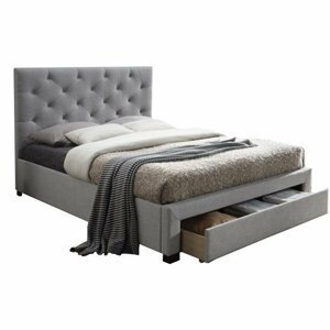 Tempo Kondela Moderná posteľ s úložným priestorom, sivá látka, 180x200, SANTOLA