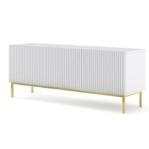 ArtBm TV stolík RAVENNA B 3D 150  | biela matná PREVEDENIE: Biela matná / zlatá podnož