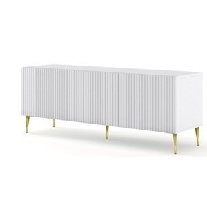 ArtBm TV stolík RAVENNA B 3D 150  | biela matná PREVEDENIE: Biela matná  / zlaté nohy