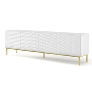 ArtBm TV stolík RAVENNA C 4D 200 | biela lesklá PREVEDENIE: Biela / biely lesk / zlatá podnož