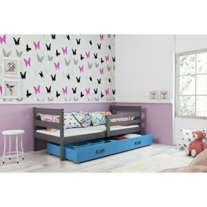 BMS Detská jednolôžková posteľ ERYK FARBA: Grafit, ROZMER: 90 x 200 cm, DOPLNKOVÁ FARBA: Modrá