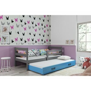 BMS Detská posteľ s prístelkou ERYK 2 FARBA: Grafit, ROZMER: 90 x 200 cm, DOPLNKOVÁ FARBA: Modrá
