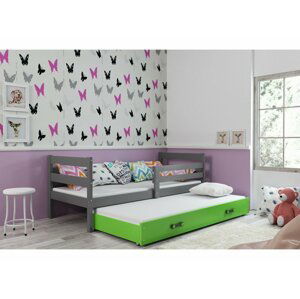 BMS Detská posteľ s prístelkou ERYK 2 FARBA: Grafit, ROZMER: 80 x 190 cm, DOPLNKOVÁ FARBA: Zelená