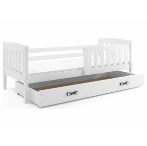 BMS Detská posteľ KUBUŠ 1 s úložným priestorom | 80 x 160 cm FARBA: Biela, DOPLNKOVÁ FARBA: Biela