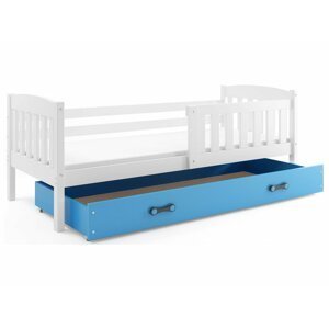 BMS Detská posteľ KUBUŠ 1 s úložným priestorom | 80 x 160 cm FARBA: Biela, DOPLNKOVÁ FARBA: Modrá