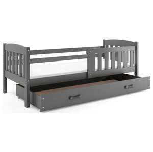 BMS Detská posteľ KUBUŠ 1 s úložným priestorom | 80 x 160 cm FARBA: Grafit, DOPLNKOVÁ FARBA: Grafit