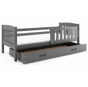 BMS Detská posteľ KUBUŠ 1 s úložným priestorom | 80 x 160 cm FARBA: Grafit, DOPLNKOVÁ FARBA: Grafit