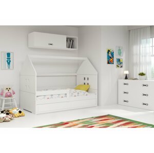 BMS Detská posteľ domček DOMI 1 | sivá s úložným priestorom FARBA: Biela, DOPLNKOVÁ FARBA: Biela