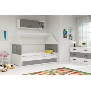 BMS Detská posteľ domček DOMI 1 | sivá s úložným priestorom FARBA: Biela, DOPLNKOVÁ FARBA: Grafit