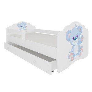 ArtAdrk Detská posteľ CASIMO | so zásuvkou a zábranou PREVEDENIE: Modrý macko