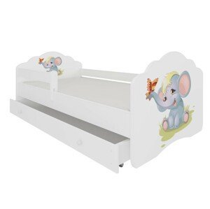 ArtAdrk Detská posteľ CASIMO | so zásuvkou a zábranou PREVEDENIE: Sloník