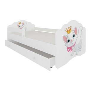 ArtAdrk Detská posteľ CASIMO | so zásuvkou a zábranou PREVEDENIE: Mačička