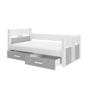 ArtAdrk Jednolôžková posteľ BIBI | 90 x 200 cm FARBA: Biela / sivá