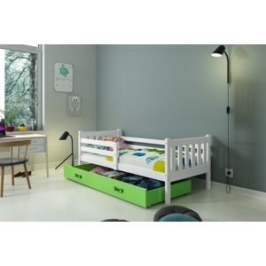 BMS Detská posteľ s prístelkou CARINO 2 FARBA: Biela / zelená, PREVEDENIE: posteľ s úložným priestorom