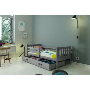 BMS Detská posteľ s prístelkou CARINO 2 FARBA: Sivá / sivá, PREVEDENIE: posteľ s úložným priestorom