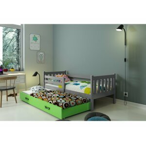 BMS Detská posteľ s prístelkou CARINO 2 FARBA: Sivá / zelená, PREVEDENIE: posteľ s prístelkou
