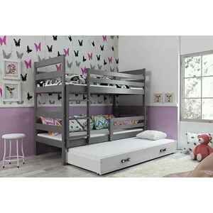 BMS Detská poschodová posteľ s prístelkou ERYK 3 FARBA: Grafit, ROZMER: 80 x 160 cm, DOPLNKOVÁ FARBA: Biela