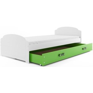 BMS Detská posteľ s prístelkou LILI FARBA: Biela / zelená, PREVEDENIE: posteľ s úložným priestorom