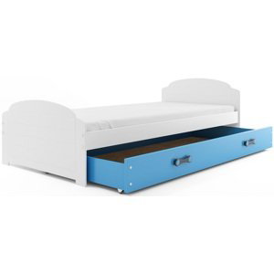BMS Detská posteľ s prístelkou LILI FARBA: Biela / modrá, PREVEDENIE: posteľ s úložným priestorom
