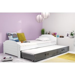 BMS Detská posteľ s prístelkou LILI FARBA: Biela / sivá, PREVEDENIE: posteľ s prístelkou