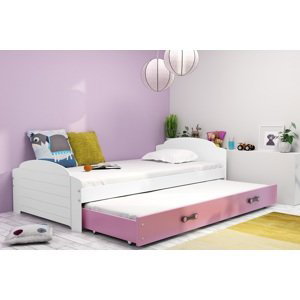 BMS Detská posteľ s prístelkou LILI FARBA: Biela / ružová, PREVEDENIE: posteľ s prístelkou