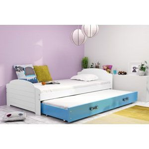 BMS Detská posteľ s prístelkou LILI FARBA: Biela / modrá, PREVEDENIE: posteľ s prístelkou