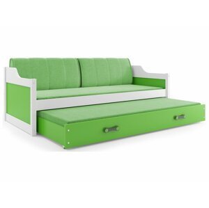 BMS Detská posteľ  s prístelkou DAWID FARBA: Biela, ROZMER: 80 x 190 cm, DOPLNKOVÁ FARBA: Zelená