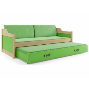 BMS Detská posteľ  s prístelkou DAWID FARBA: Borovica, ROZMER: 80 x 190 cm, DOPLNKOVÁ FARBA: Zelená