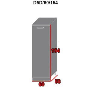 ArtExt Spodná kuchynská skrinka Platinum D5D/60/154 FAREBNÉ PREVEDENIE DVIEROK PLATINUM: Black, FAREBNÉ PREVEDENIE KORPUSU: Lava