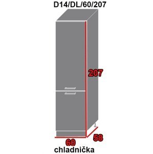 ArtExt Kuchynská skriňa Quantum D14/DL/60/207 Farba dvierok: Vanilla mat, FAREBNÉ PREVEDENIE KORPUSU: Grey