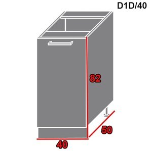 ArtExt Spodná kuchynská skrinka Quantum D1D/40 Farba dvierok: Biely mat, FAREBNÉ PREVEDENIE KORPUSU: Grey