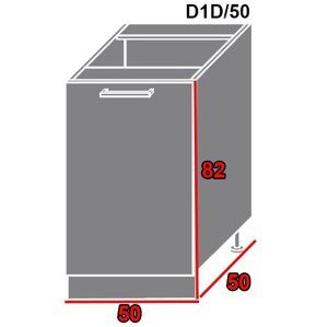 ArtExt Spodná kuchynská skrinka Quantum D1D/50 Farba dvierok: Biely mat, FAREBNÉ PREVEDENIE KORPUSU: Biela alpská