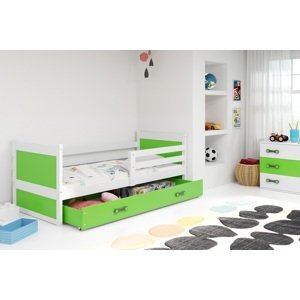 BMS Detská posteľ RICO 1 |  80 x 190 cm FARBA KONŠTRUKCIE: Biela, DOPLNKOVÁ FARBA: Zelená