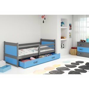 BMS Detská posteľ RICO 1 | 90 x 200 cm FARBA KONŠTRUKCIE: Grafit, DOPLNKOVÁ FARBA: Modrá