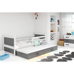 BMS Detská posteľ s prístelkou RICO 2 | 80 x 190 cm FARBA KONŠTRUKCIE: Biela, DOPLNKOVÁ FARBA: Sivá