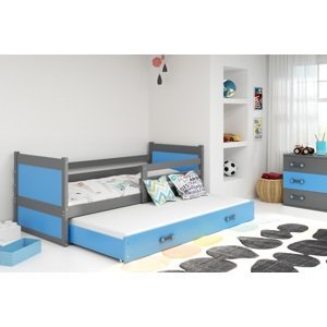 BMS Detská posteľ s prístelkou RICO 2 | 80 x 190 cm FARBA KONŠTRUKCIE: Grafit, DOPLNKOVÁ FARBA: Modrá