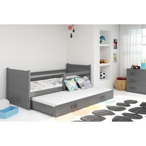 BMS Detská posteľ s prístelkou RICO 2 | 80 x 190 cm FARBA KONŠTRUKCIE: Grafit, DOPLNKOVÁ FARBA: Sivá