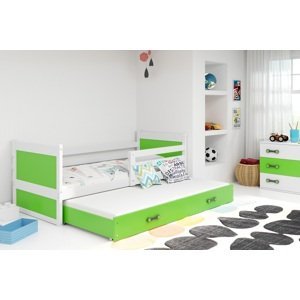 BMS Detská posteľ s prístelkou RICO 2 | 90 x 200 cm FARBA KONŠTRUKCIE: Biela, DOPLNKOVÁ FARBA: Zelená