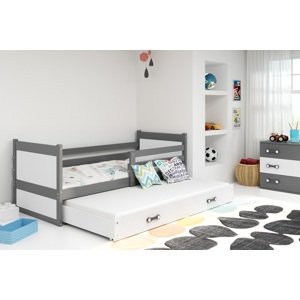 BMS Detská posteľ s prístelkou RICO 2 | 90 x 200 cm FARBA KONŠTRUKCIE: Grafit, DOPLNKOVÁ FARBA: Biela