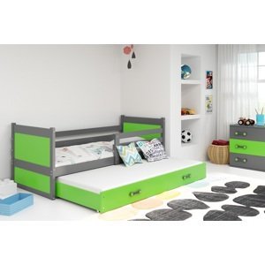 BMS Detská posteľ s prístelkou RICO 2 | 90 x 200 cm FARBA KONŠTRUKCIE: Grafit, DOPLNKOVÁ FARBA: Zelená