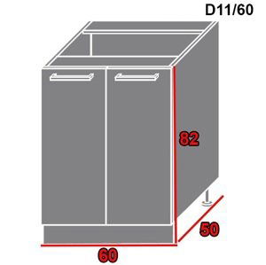 ArtExt Spodná kuchynská skrinka Tivoli D11/60 FAREBNÉ PREVEDENIE KORPUSU: Lava, FAREBNÉ PREVEDENIE DVIEROK ICA: ICA 0161