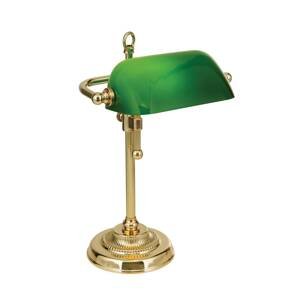 Bankárska lampa Harvard, mosadz/zelená výška 32 cm