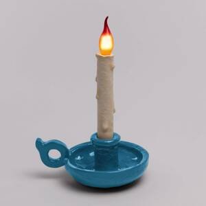 Stolová LED lampa Grimm Bugia tvar sviečky modrá