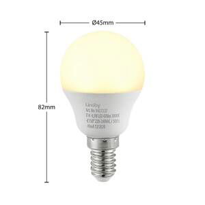 Lindby LED žiarovka E14 G45 4,5W 3000K opálová 3ks