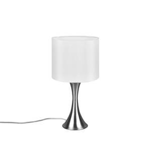 Stolná lampa Sabia, Ø 20 cm, biela/niklová