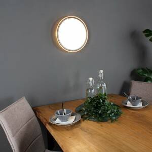 Stropné LED svetlo Solstar drevený dekór Ø 30,7 cm
